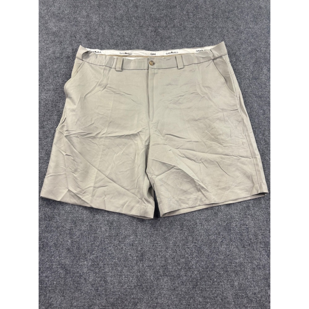 Oak Hill Shorts Size 44 Beige Chino Flat Front Polyester Casual Men's